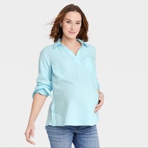 Isabel Maternity Long Sleeve Collared Shirt NWT